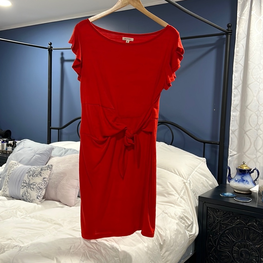 Pull over dress with flutter sleeve